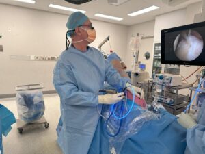 Dr Kirkham during a shoulder arthroplasty surgery